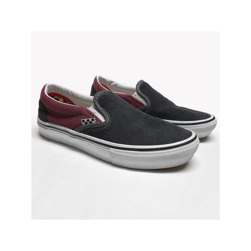 Vans Slip-on Shoes Pop Cush Men's 6.5 / Women's 8 Maroon Canvas Black Suede